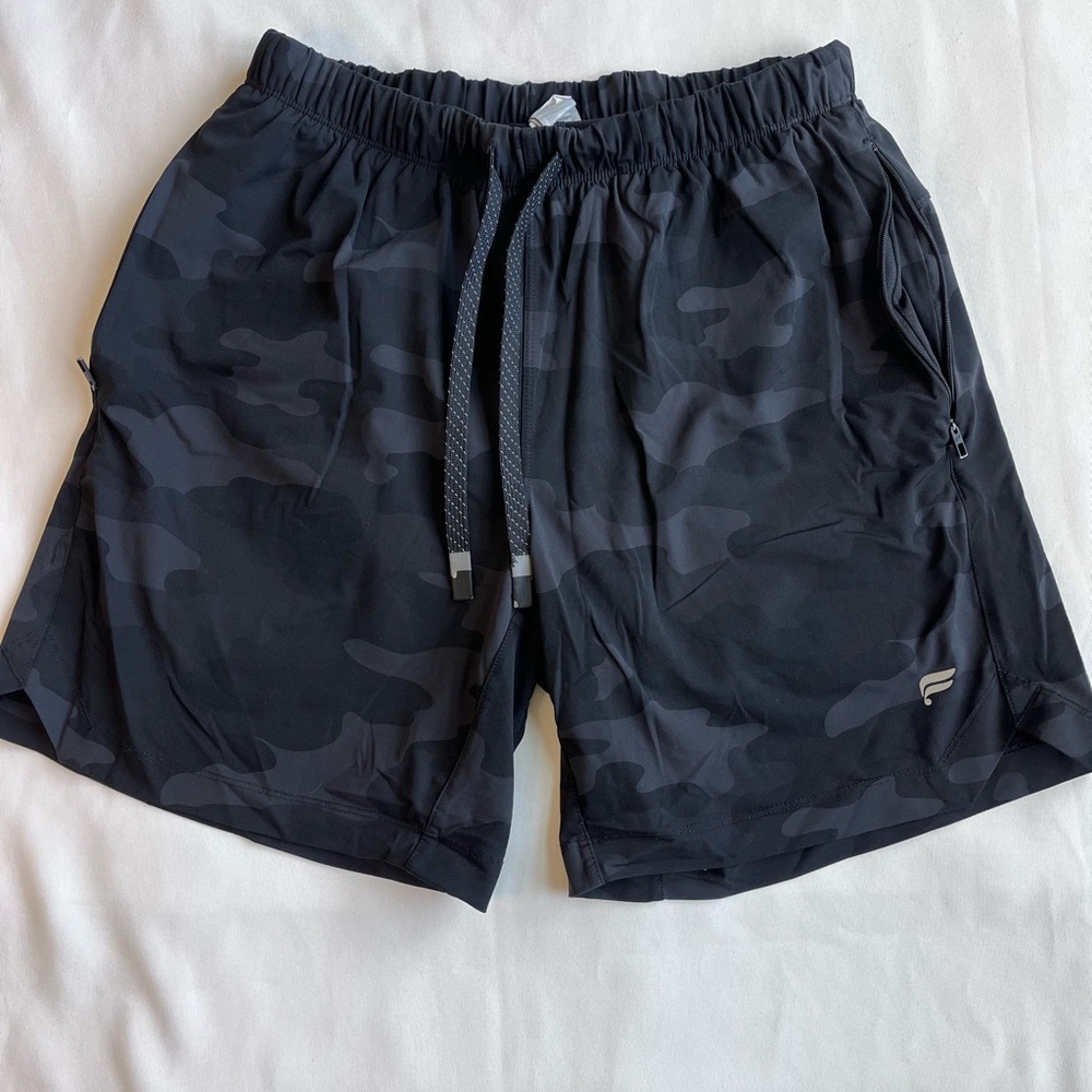 Fabletics “S” Dark Camo Athletic Shorts